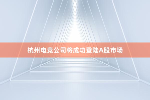 杭州电竞公司将成功登陆A股市场